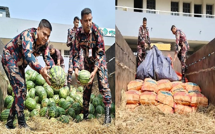 হবিগঞ্জে তরমুজের আড়ালে ভারতীয় জিরা পা*চার, ১৬ লাখ টাকার পণ্য জ*ব্দ