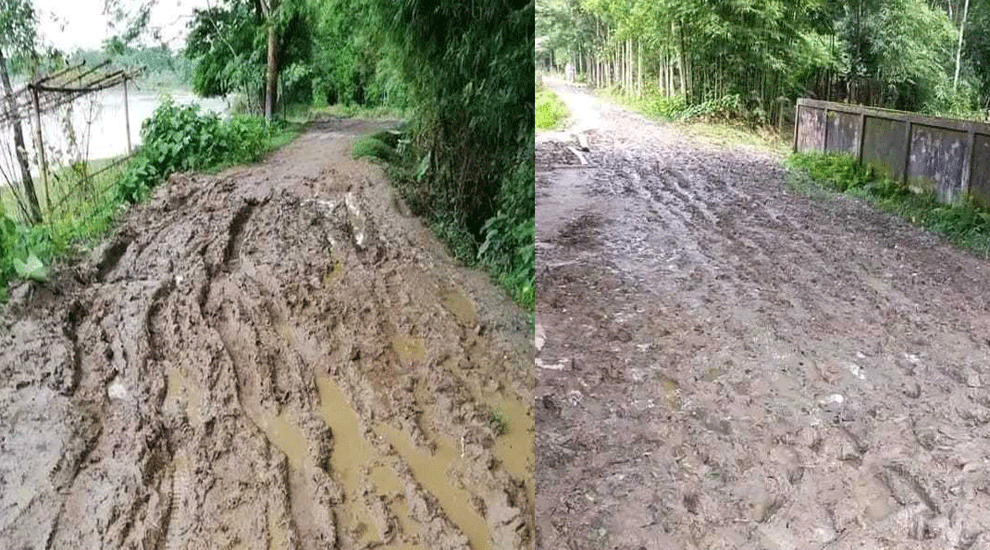 জকিগঞ্জের কাদাজল রাস্তায় সহস্রাধিক মানুষের ভোগান্তি