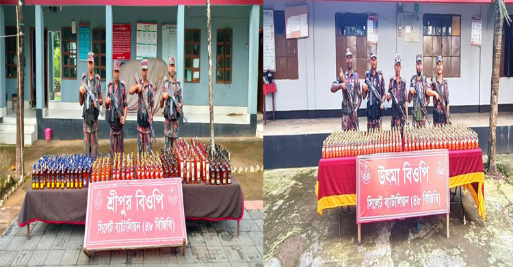 সিলেট সীমান্তে যৌথ অ ভি যা নে সাড়ে ৭ কোটি টাকার চোরাই পণ্য আ ট ক