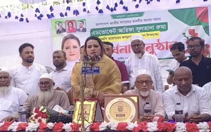 জগন্নাথপুরে এমপি আরিফা সুলতানা রুমাকে বিএনপির সংবর্ধনা