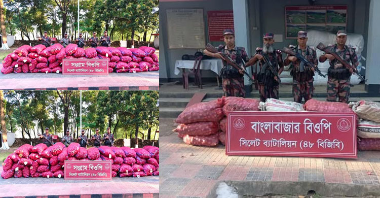 সিলেট সীমান্তে বিপুল পরিমাণ ভা র তীয় পণ্য আ ট ক