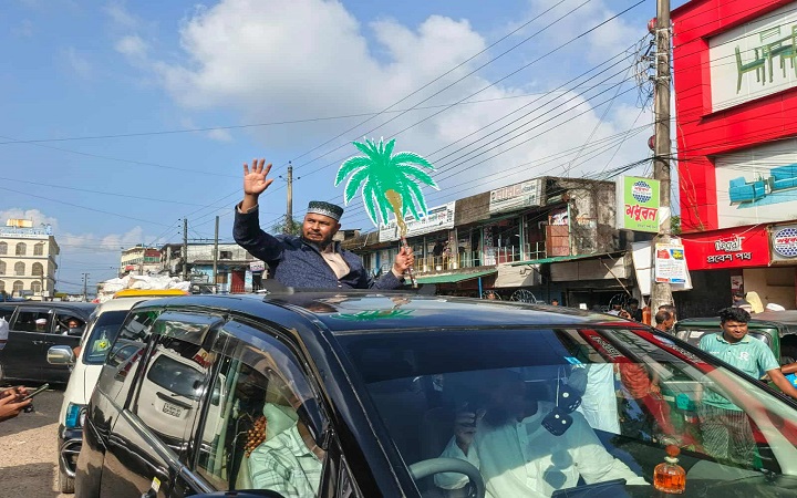 ছাতক-দোয়ারাবাজারে জমিয়তের প্রার্থী নুরুল হকের নির্বাচনী শোডাউন ও পথসভা