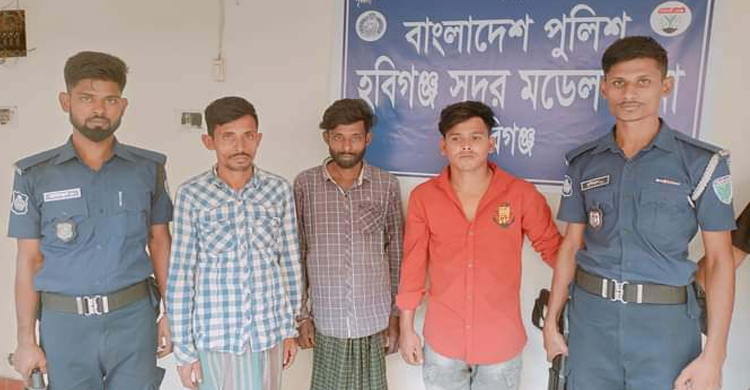 হবিগঞ্জে অটোরিকশা ও ব্যাটারিসহ ৩ জনকে আটক