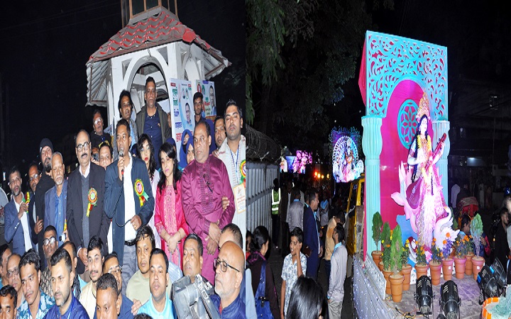 সিলেটে ভাবগাম্ভীর্য ও বর্ণাঢ্য প্রতিমা শোভাযাত্রায় সরস্বতী পূজা সম্পন্ন