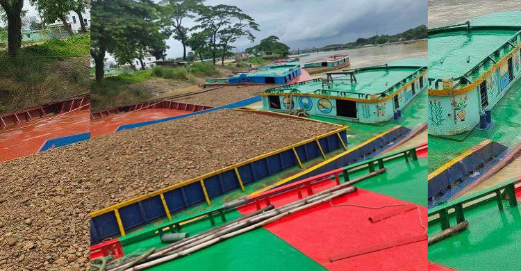 লোভাছড়ায় জ ব্দ কৃ ত পাথরসহ ৯ নৌকা আ ট ক
