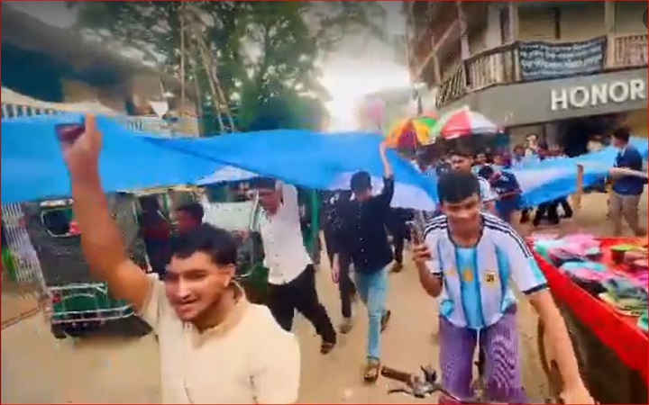 ছাতকে আর্জেন্টিনা সমর্থকদের  আনন্দ মিছিল