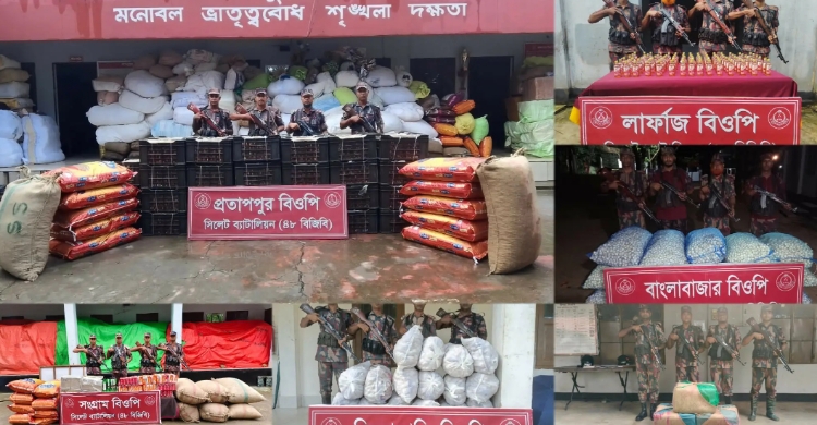 সিলেট সীমান্তে ৩৭ লাখ টাকার চো*রাচালানী মালামাল আ ট ক