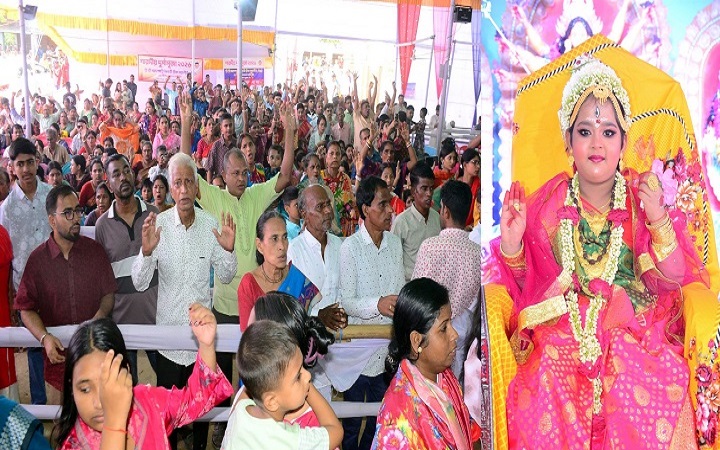 দক্ষিণ সুরমায় মহাষ্টমীতে কুমারী পূজা, ভক্তদের ঢল