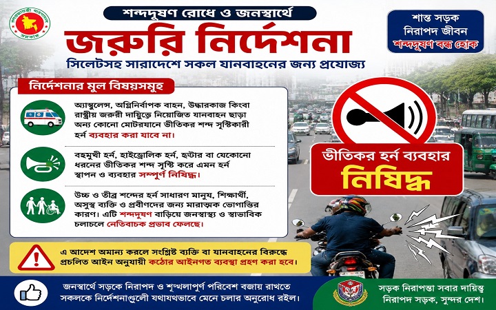 এবার নিষিদ্ধ ভী/তিকর হর্ন, অ/মান্য করলে ক/ঠোর ব্যবস্থা