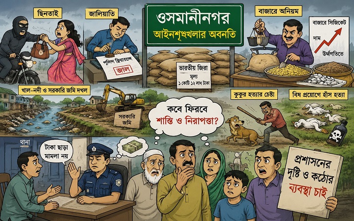 ওসমানীনগরে বাড়ছে অপরাধ ও অ*নিয়ম, উ*দ্বেগে সাধারণ মানুষ