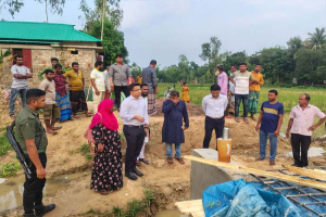 বন্যায় ক্ষতিগ্রস্ত ব্রীজ পুনর্নির্মাণের ঢালাই কাজের উদ্বোধন শ্রীমঙ্গলে