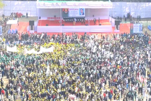তারেক রহমানের জনসভা ঘিরে লোকারণ্য সিলেট আলিয়া মাদরাসা মাঠ