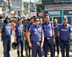 নাশকতা মোকাবেলায় মৌলভীবাজারে সর্তক অবস্থানে পুলিশ