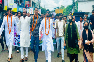 সিলেটে নবগঠিত মদন মোহন কলেজ ছাত্রদলের আনন্দ শোভাযাত্রা