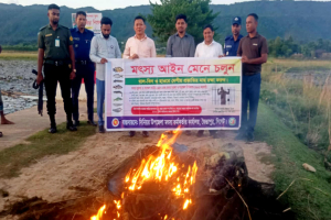 জৈন্তাপুরে প্রশাসনের অ'ভি'যা'নে সহস্রাধিক মিটার কারেন্ট জাল ধ্বং'স