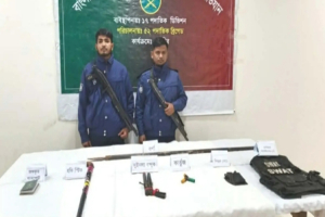 ওসমানীনগরে ইউপি চেয়ারম্যানের বাড়িতে যৌথ বাহিনীর অভিযান, অ*স্ত্র ও গো*লাবারুদ উ দ্ধা র