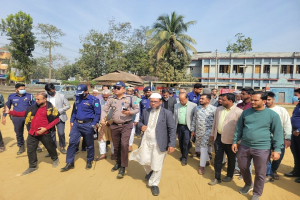 কুলাউড়ায় জামায়াত আমিরের সমাবেশস্থল পরিদর্শনে এসপি
