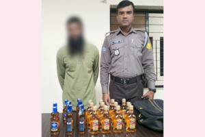 সিলেটে ২০ বোতল বিদেশি ম*দসহ যুবক আ*টক