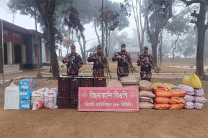 সিলেট সীমান্তে বিজিবির অ ভি যা ন ১ কোটি ১৭ লাখ টাকার চোরাচালানী মালামাল আ ট ক