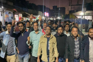 ওসমান হাদীর উপর হামলার প্রতিবাদে তাহিরপুরে বিএনপির বিক্ষোভ মিছিল
