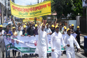 প্রতিষ্ঠাবার্ষিকীতে শাহপরান থানা স্বেচ্ছাসেবক দলের বর্ণাঢ্য র‌্যালি