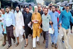কোম্পানীগঞ্জে হাকিম চৌধুরীর লিফলেট বিতরণ