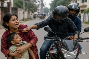 দক্ষিণ সুরমায় মা ও শিশুকে ছু*রি দেখিয়ে স্বর্ণালঙ্কার ছি*নতাই, থানায় অভি*যোগ