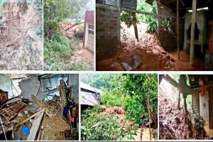 গোলাপগঞ্জে টানা বৃষ্টিতে মাটি ধস,  টিলার পাদদেশে এখন অরক্ষিত বাড়িগুলো