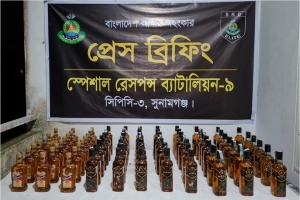 ছাতকে ৭৮ বোতল বিদেশি ম/দ উদ্ধার