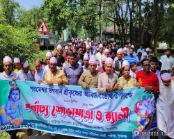 শ্রীকৃষ্ণের জন্মাষ্টমীতে শান্তিগঞ্জে বর্ণাঢ্য শোভাযাত্রা 